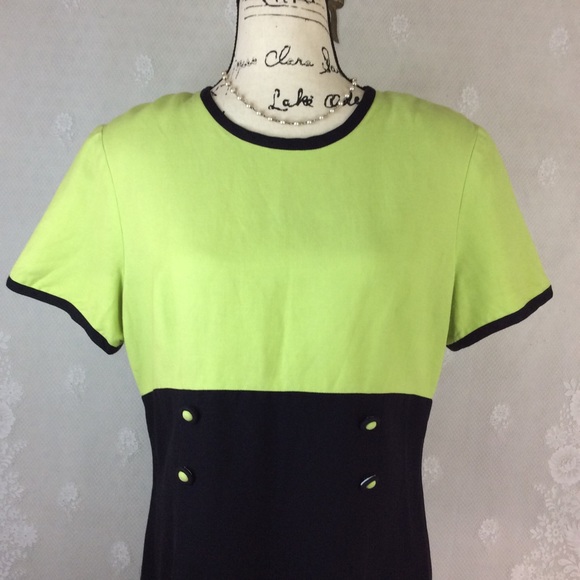 Lennie NY Lime Green Navy Linen Blend Dress 12 - Picture 3 of 11